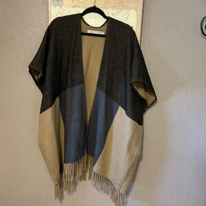 LOFT Tan and Black Knit Cape